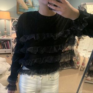Sheer black ruffle zara shirt